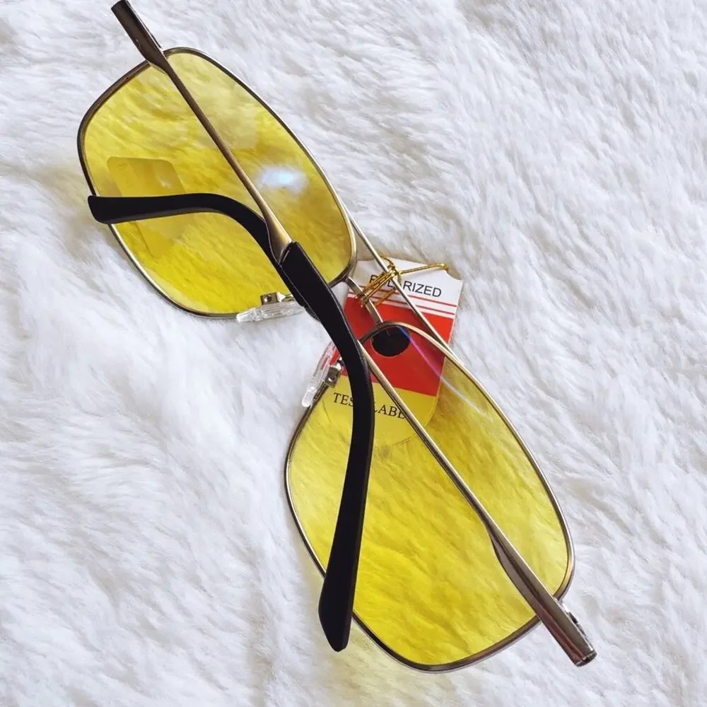 Oscar Clear Yellow w/ Silver Rim Aviator Sunglasses